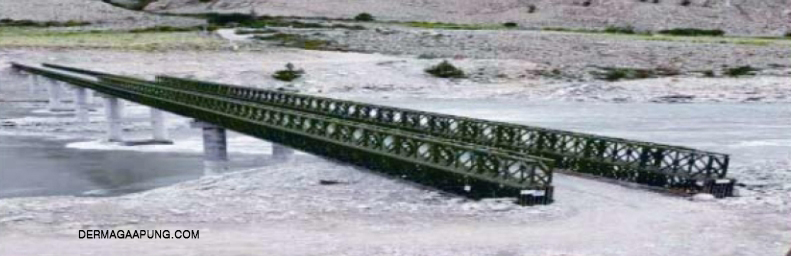 Bailey bridge in pang duo couuntryside tibet